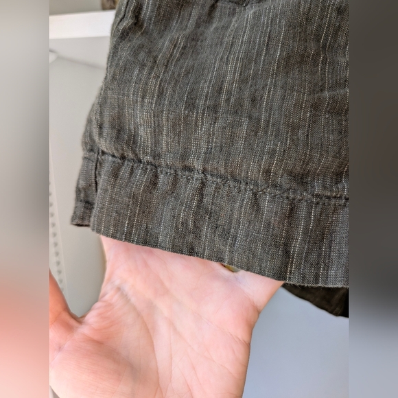 Athleta Women's Mid Rise Shorts Green 100% Linen Drawstring Medium Beach Summer - Picture 5 of 11